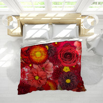 Red Flower Background Bedding 42794243