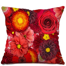 Red Flower Background Pillows 42794243