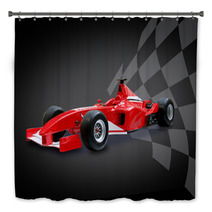 Red Formula One Car And Racing Flag Bath Decor 3139088