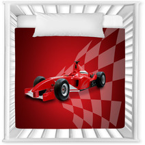 Red Formula One Car And Racing Flag Nursery Decor 3138776