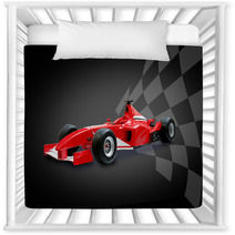 Red Formula One Car And Racing Flag Nursery Decor 3139088