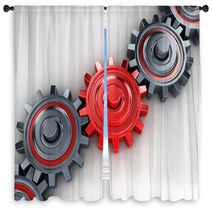 Red Gear Window Curtains 56343799