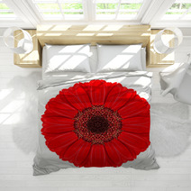 Red Gerbera Mandala Flower Kaleidoscopic Isolated On White Bedding 58518211