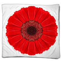 Red Gerbera Mandala Flower Kaleidoscopic Isolated On White Blankets 58518211
