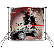 Red Gray And Black Monster Truck Poster Backdrops 28567852
