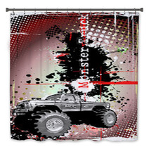 Red Gray And Black Monster Truck Poster Bath Decor 28567852