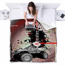 Red Gray And Black Monster Truck Poster Blankets 28567852