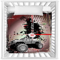 Red Gray And Black Monster Truck Poster Nursery Decor 28567852