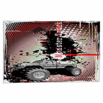 Red Gray And Black Monster Truck Poster Rugs 28567852