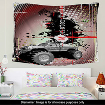 Red Gray And Black Monster Truck Poster Wall Art 28567852