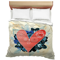 Red Heart On A Brown Background Bedding 46435882