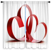 Red Heart Ribbons Window Curtains 59174878