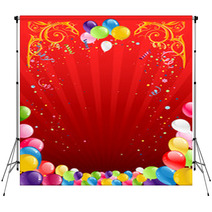 Red Holiday Background With Balloons Backdrops 53711617