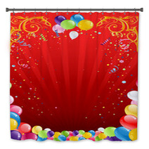 Red Holiday Background With Balloons Bath Decor 53711617