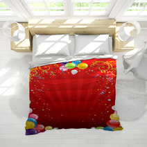 Red Holiday Background With Balloons Bedding 53711617