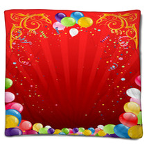 Red Holiday Background With Balloons Blankets 53711617