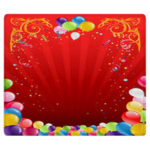 Red Holiday Background With Balloons Rugs 53711617