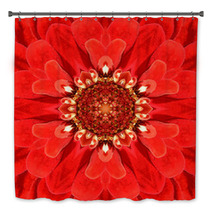 Red Mandala Concentric Flower Center Kaleidoscope Bath Decor 72408927