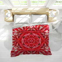 Red Mandala Concentric Flower Center Kaleidoscope Bedding 66477108
