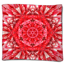 Red Mandala Concentric Flower Center Kaleidoscope Blankets 66477108