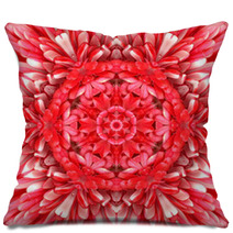 Red Mandala Concentric Flower Center Kaleidoscope Pillows 66477108