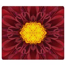 Red Mandala Concentric Flower Center Kaleidoscope Rugs 66477068