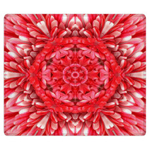 Red Mandala Concentric Flower Center Kaleidoscope Rugs 66477108