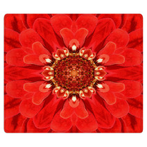 Red Mandala Concentric Flower Center Kaleidoscope Rugs 72408927