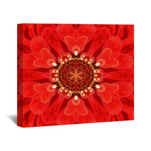 Red Mandala Concentric Flower Center Kaleidoscope Wall Art 72408927