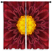 Red Mandala Concentric Flower Center Kaleidoscope Window Curtains 66477068