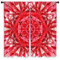 Red Mandala Concentric Flower Center Kaleidoscope Window Curtains 66477108