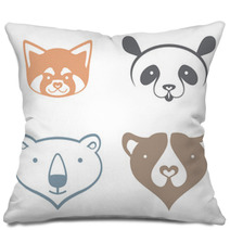Red Panda, Giant Panda, Polar Bear, Brown Bear, Head Silhouette - Simple Vector Signs. Pillows 99185499