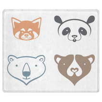 Red Panda, Giant Panda, Polar Bear, Brown Bear, Head Silhouette - Simple Vector Signs. Rugs 99185499
