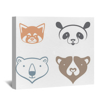 Red Panda, Giant Panda, Polar Bear, Brown Bear, Head Silhouette - Simple Vector Signs. Wall Art 99185499