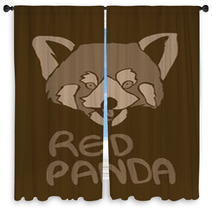 Red Panda Vintage Icon Window Curtains 92577835