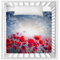 Red Poppy Field In A Rays Of Sun Nursery Decor 56875413