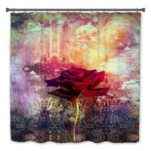Red Rose In The Background Grunge Bath Decor 56226576