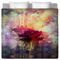 Red Rose In The Background Grunge Bedding 56226576