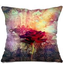 Red Rose In The Background Grunge Pillows 56226576