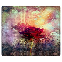 Red Rose In The Background Grunge Rugs 56226576