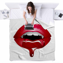 Red Sexy Vampire Lips Blankets 61588777