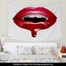 Red Sexy Vampire Lips Wall Art 61588777