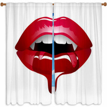 Red Sexy Vampire Lips Window Curtains 61588777