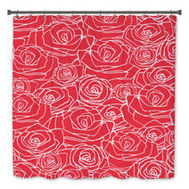 Red Simple Rose Seamless Pattern Bath Decor 71667748