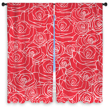 Red Simple Rose Seamless Pattern Window Curtains 71667748