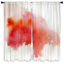 Red Spot, Watercolor Abstract Hand Painted Background Window Curtains 25639683