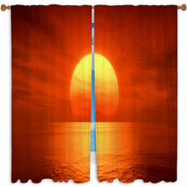 Red Sunset Window Curtains 67245954