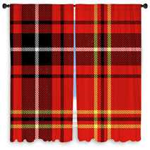 Red Tartan Traditional British Fabric Seamless Pattern, Vector Window Curtains 49934655