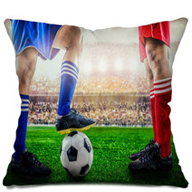 Red Team Versus Blue Team In The Stadium Of Soccer Football Pillows 169904899