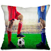 Red Team Versus Blue Team In The Stadium Of Soccer Football Pillows 169904905